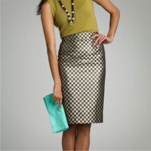 ✨ NWT J.Crew Metallic Dot Silk Blend Pencil Skirt
